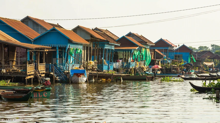 Get a glimpse of traditional life in Cambodia at Kampong Khleang, a fishing village of stilt houses located on the shore of the Tonle Sap Lake.